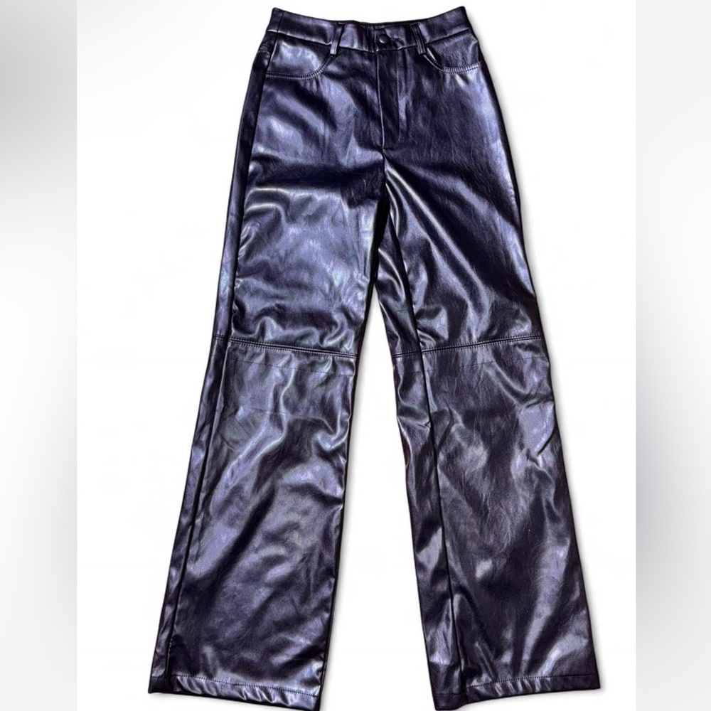 Faux leather Black Wide Leg pants XS